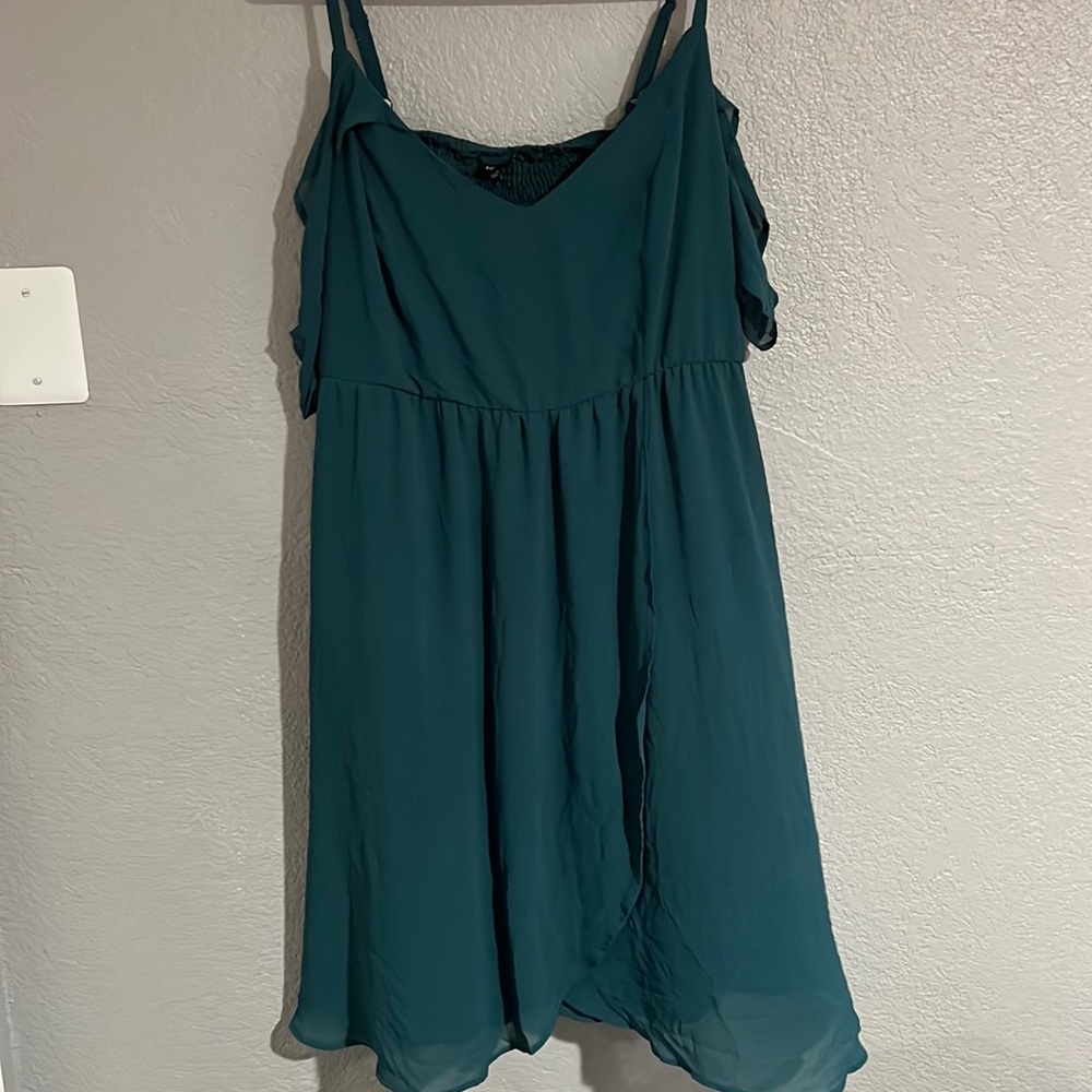 Torrid Emerald Flutter Dress Midi Dress